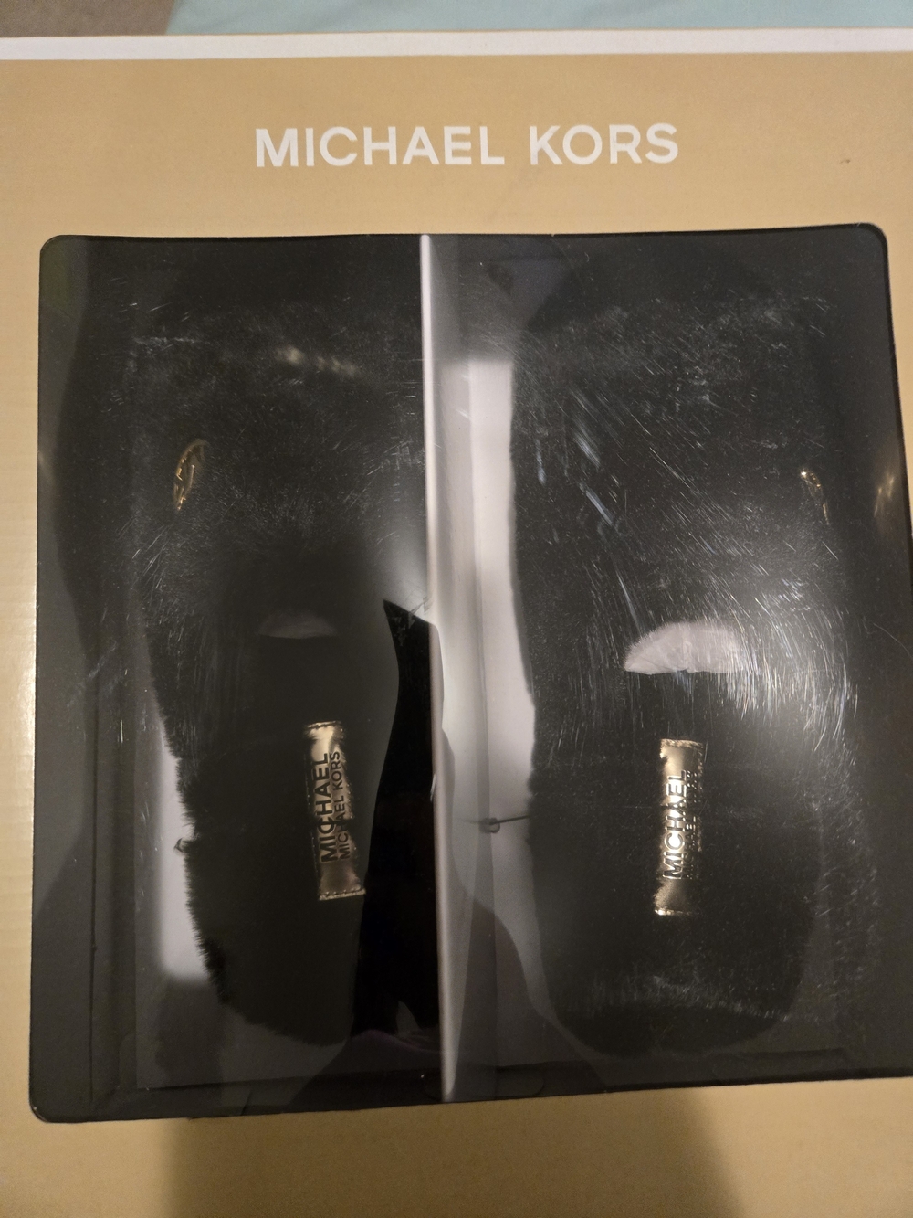 Michael Kors Black Faux Fur Alexis Closed-Toe Slides